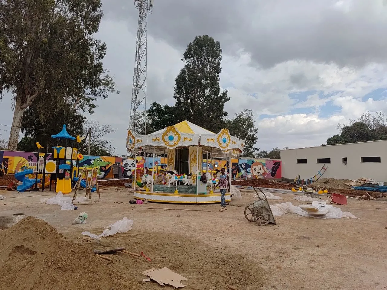 Supplied play equipment being installed at Assosa City Park